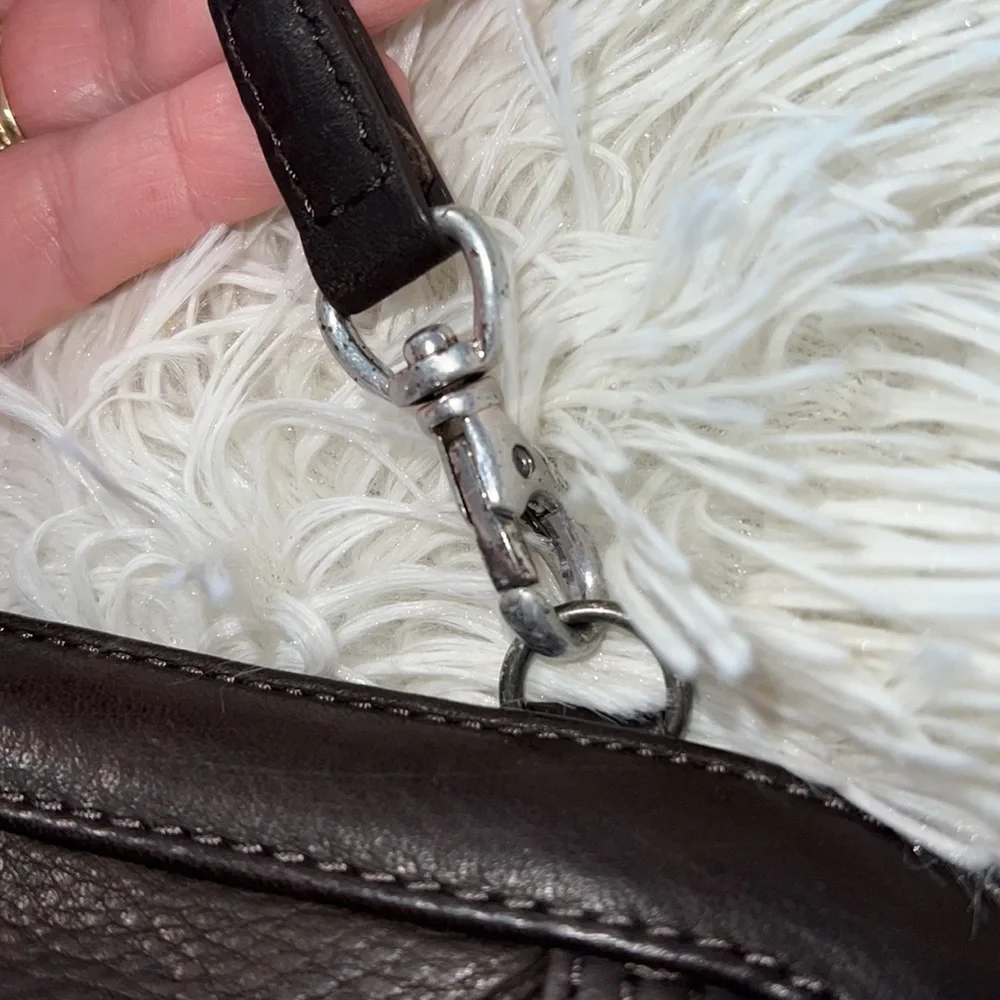 SIGRID OLSEN LEATHER brown clutch with shoulder strap - Picture 11 of 13